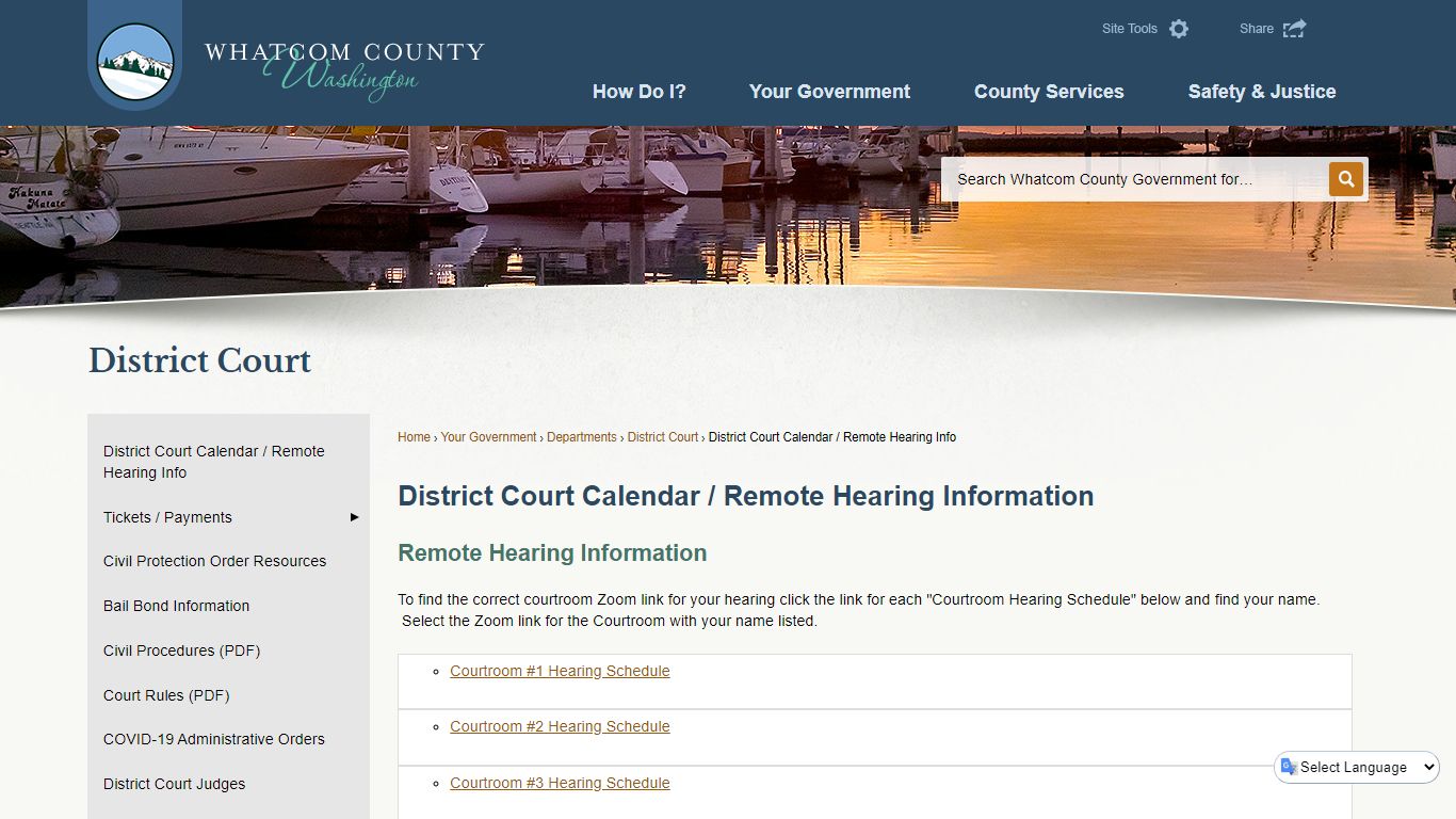 District Court Calendar / Remote Hearing Information | Whatcom County ...